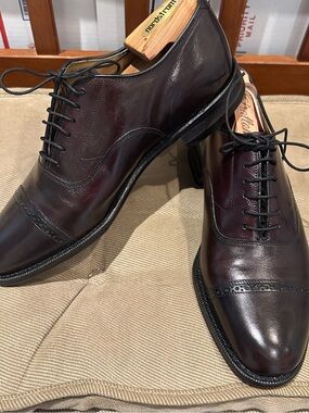 Johnston & Murphy Men's Burgundy Leather Cap-Toe Oxfords.
